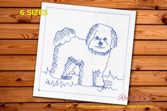 Bichon Frise Dog Redwork for Small Business Branding