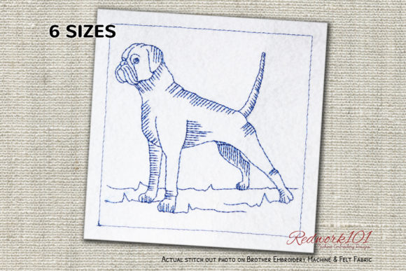 Boxer Dog Bluework: A Timeless Embroidery Design for Boutique Sweatshirts