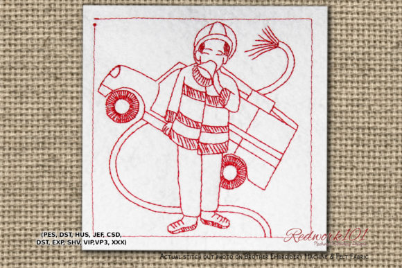 Fire Fighter with Fire Truck Redwork Review