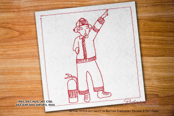 Fireman in Action Redwork Embroidery Review