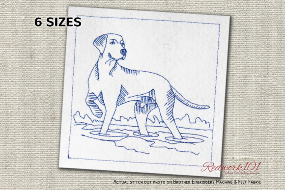 Vizsla Dog Playing in Water Redwork Review